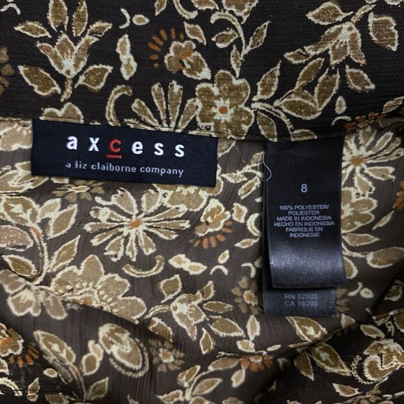 Vintage Liz Claiborne Top Womens 8 Medium Brown Sheer Floral Lacy Cottage Fairy - Picture 10 of 13